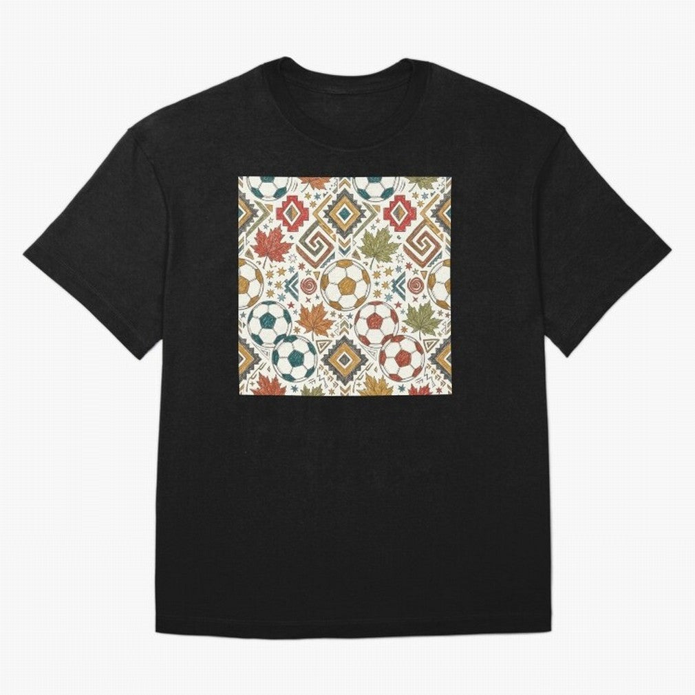 2026 World Cup Unity: Aztec & Maple Soccer Pattern Oversized T-Shirt Experience FIFA World Cup 2026 Group Stage for Fans of CR7 and England and Germany, Bringing Supporter Pride, Iconic Celebrations, Legendary Names and Global Match Day Energy;