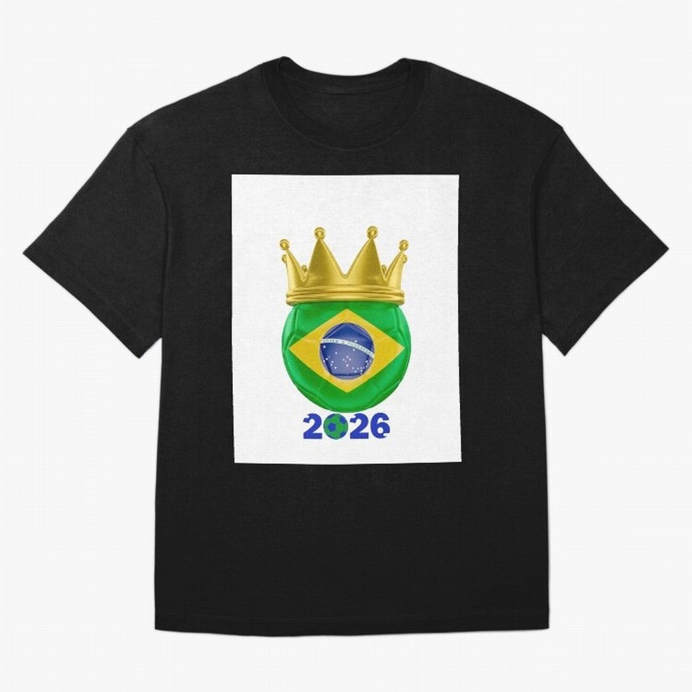 Brazil Football Champion Crown 2026 Oversized T-Shirt Fuel Your Fan Pride for Global Football Passion for FIFA World Cup 2026, Featuring Messi and Cristiano Ronaldo, France, Football History, Final Match Energy, Crowd Noise and Once in a Lifetime