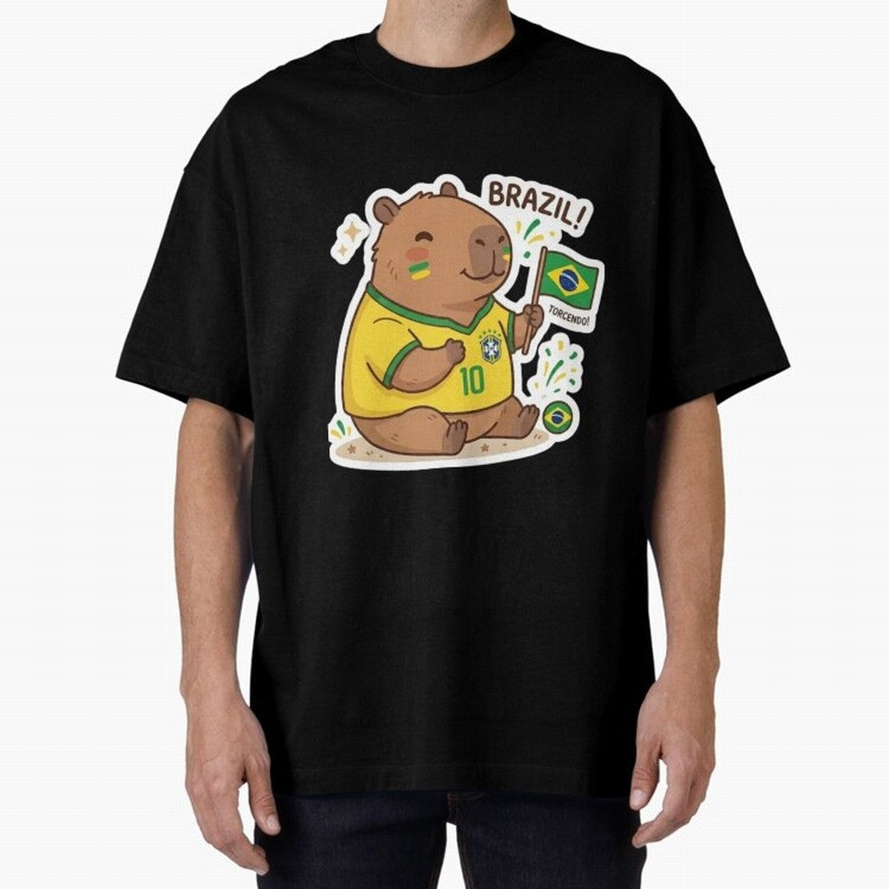 Capivara Torcedora Oversized T-Shirt Make Game Day About FIFA World Cup 2026 Group Stage Connected to Messi and Cristiano Ronaldo, Argentina Energy, Classic Soccer Heritage, Championship Pressure, Fan Loyalty and International Pride; Great for