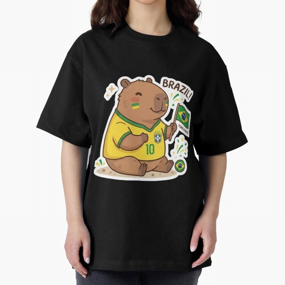 Capivara Torcedora Oversized T-Shirt Make Game Day About FIFA World Cup 2026 Group Stage Connected to Messi and Cristiano Ronaldo, Argentina Energy, Classic Soccer Heritage, Championship Pressure, Fan Loyalty and International Pride; Great for