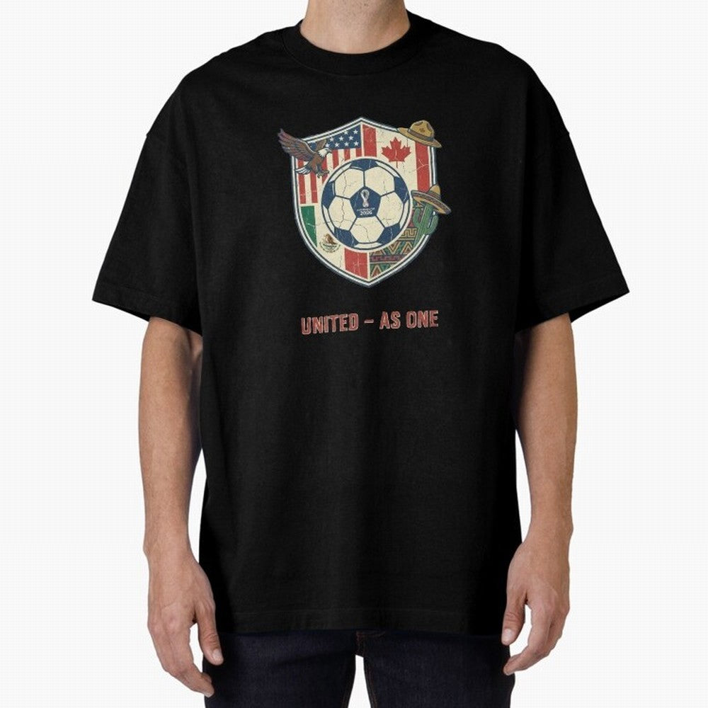 North America United Soccer 2026 Vintage Crest Oversized T-Shirt Show Your Stadium Side during Match Day Hype around FIFA World Cup 2026 USA Canada Mexico, Mbappe, Germany, Goal Celebration Energy, Supporter Heritage, Football Icons and Worldwide