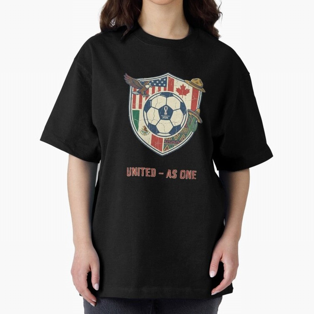 North America United Soccer 2026 Vintage Crest Oversized T-Shirt Show Your Stadium Side during Match Day Hype around FIFA World Cup 2026 USA Canada Mexico, Mbappe, Germany, Goal Celebration Energy, Supporter Heritage, Football Icons and Worldwide