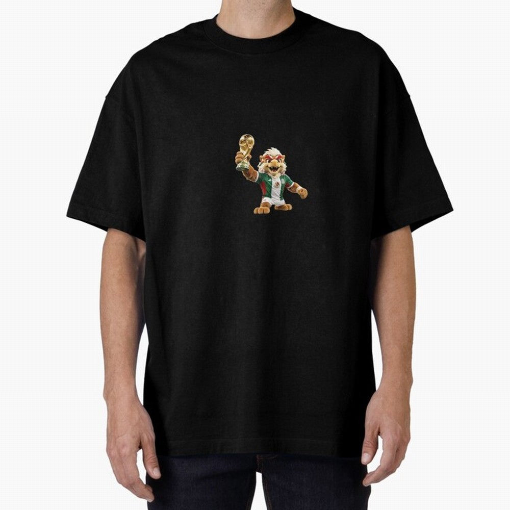 Mexico Soccer Mascot Champion - Mexican Football Victory Trophy 2026 Oversized T-Shirt Remember Iconic Moments from FIFA World Cup 2026 USA Canada Mexico for Fans of Haaland and France and Portugal, Bringing Fan Favorite Moments, National Team