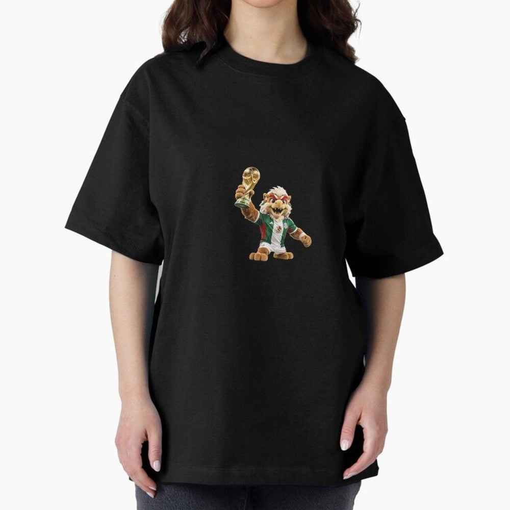 Mexico Soccer Mascot Champion - Mexican Football Victory Trophy 2026 Oversized T-Shirt Remember Iconic Moments from FIFA World Cup 2026 USA Canada Mexico for Fans of Haaland and France and Portugal, Bringing Fan Favorite Moments, National Team