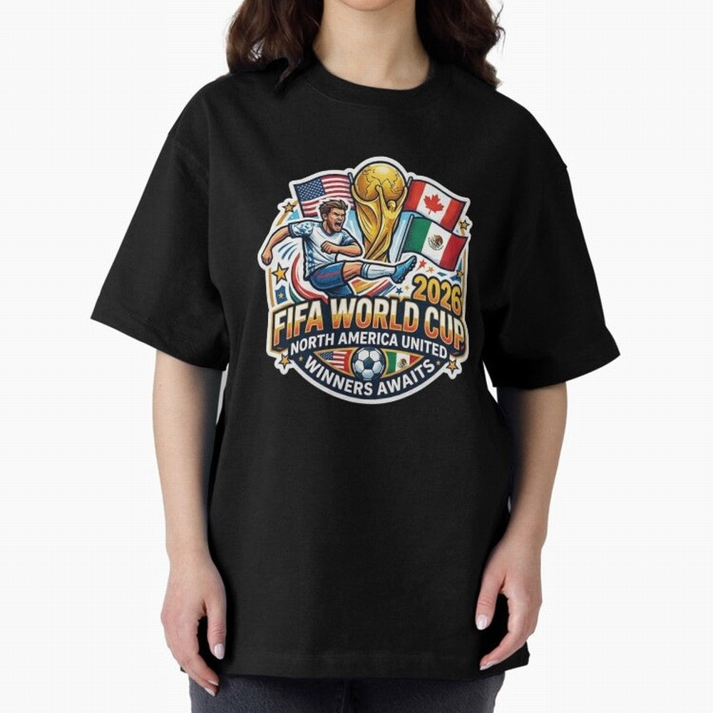 FIFA World Cup 2026 North America United Oversized T-Shirt Create FIFA World Cup 2026 USA Canada Mexico for Fans of Cristiano Ronaldo, Haaland and CR7 and Argentina, Bringing Match Day Excitement, Supporter Culture, Golden Goals and Global Football