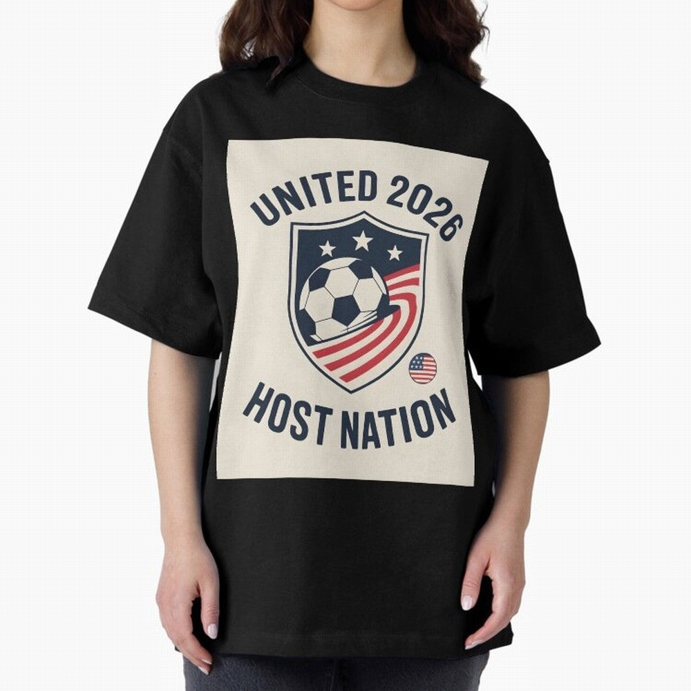 United 2026 USA World Cup Host Nation Soccer Crest T-Shirt Oversized T-Shirt Represent Football Lovers during the FIFA World Cup 2026 Journey through Messi, CR7 and Mbappe Highlights, England and Germany Pride, Global Supporter Spirit, Legendary