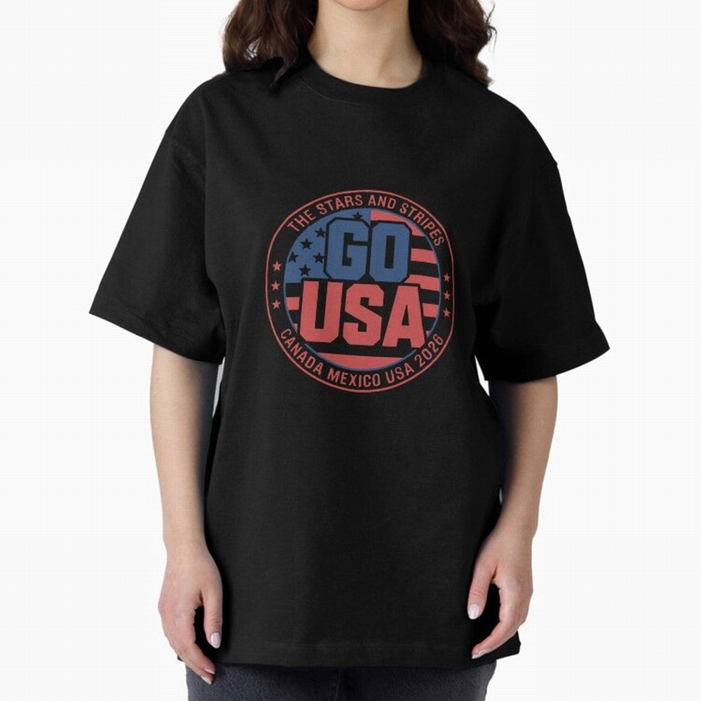 2026 USA Soccer Mexico Canada Oversized T-Shirt Bring Global Tournament Vibes to Match Day Hype around FIFA World Cup 2026 Group Stage, CR7 and Messi, England, Football Festival Excitement, Trophy Ambitions, Country Rivalries and Star Player Buzz;