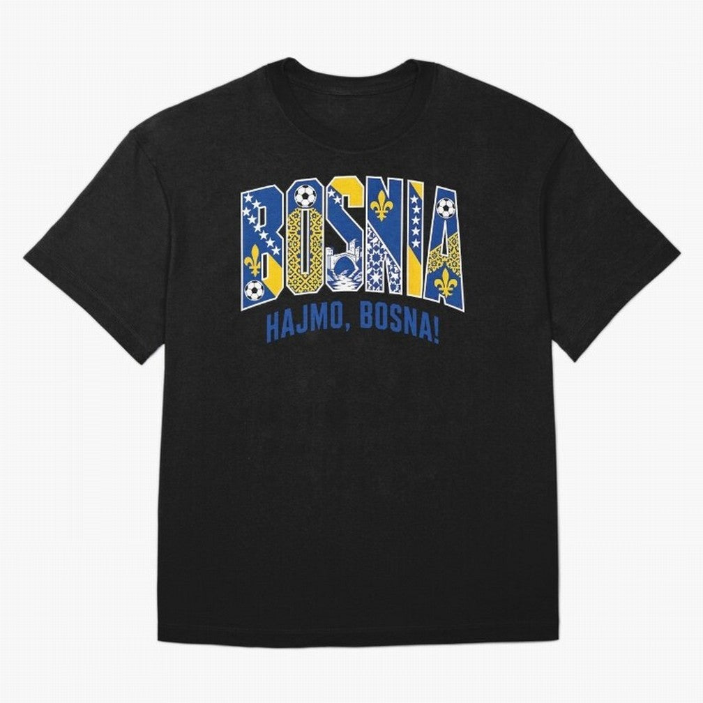Bosnia Hajmo Bosna Football Soccer Fan Bosnian Supporter Flag Oversized T-Shirt Carry National Pride through Match Day Hype around FIFA World Cup 2026 USA Canada Mexico, Cristiano Ronaldo, Haaland and CR7, England, Retro Football Energy, Iconic