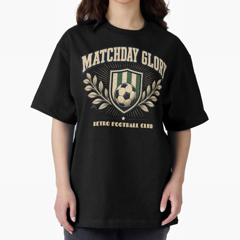 Matchday Glory Vintage Football Club Heritage Shield Emblem Oversized T-Shirt Follow the Final Road of the FIFA World Cup 2026 Group Stage Journey through Mbappe Highlights, England Pride, Match Day Excitement, Supporter Culture, Golden Goals and