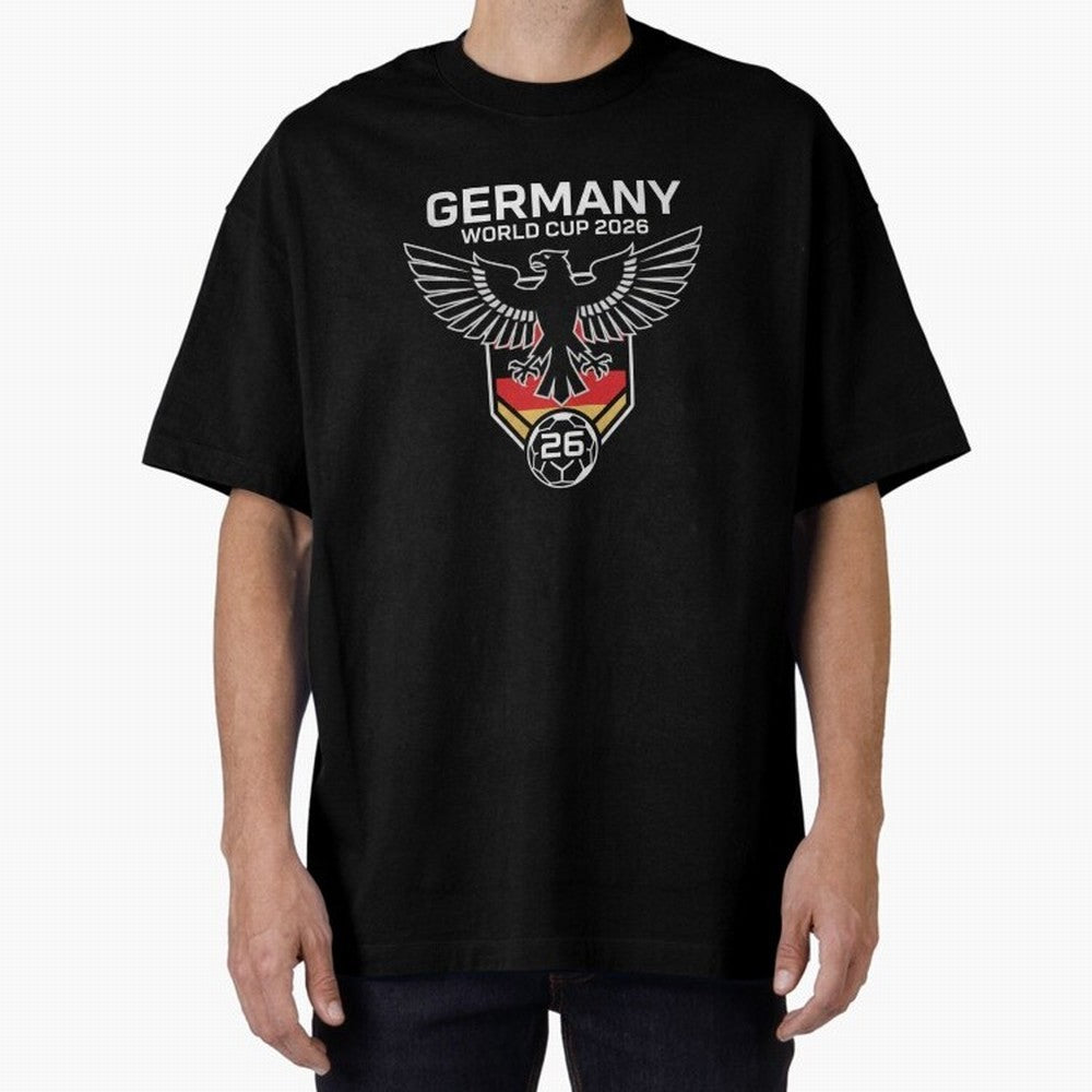 Germany National Football Team World Cup 2026 Eagle Logo Oversized T-Shirt Live the Energy of Match Day Hype around FIFA World Cup 2026, Mbappe, France, Global Supporter Spirit, Legendary Goals, National Colors and Tournament Celebration; Great for