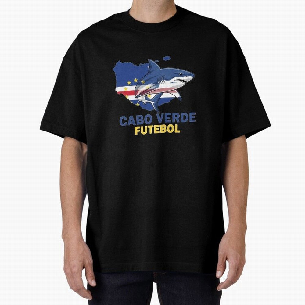 Cabo Verde Soccer Blue Shark Design Oversized T-Shirt Represent Fans Who Live for FIFA World Cup 2026 Group Stage for Fans of Haaland and Mbappe and France, Bringing Global Supporter Spirit, Legendary Goals, National Colors and Tournament