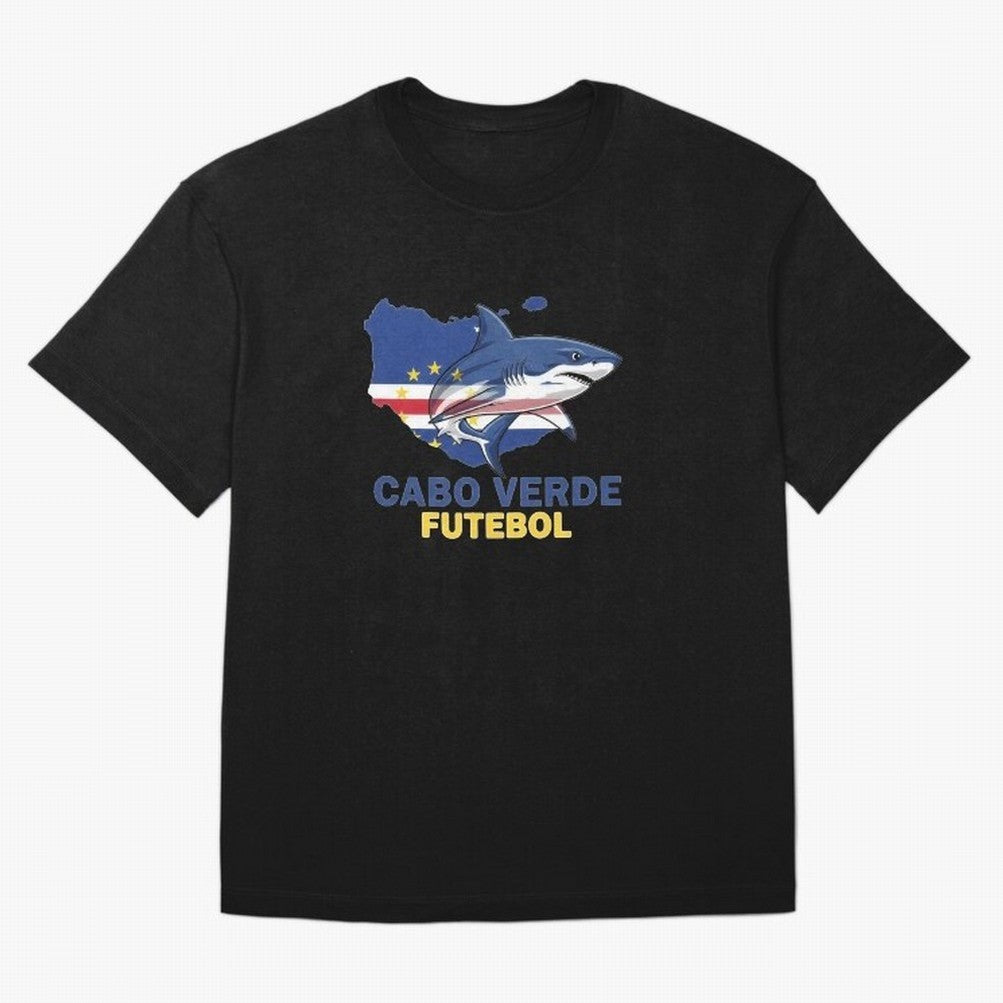 Cabo Verde Soccer Blue Shark Design Oversized T-Shirt Represent Fans Who Live for FIFA World Cup 2026 Group Stage for Fans of Haaland and Mbappe and France, Bringing Global Supporter Spirit, Legendary Goals, National Colors and Tournament