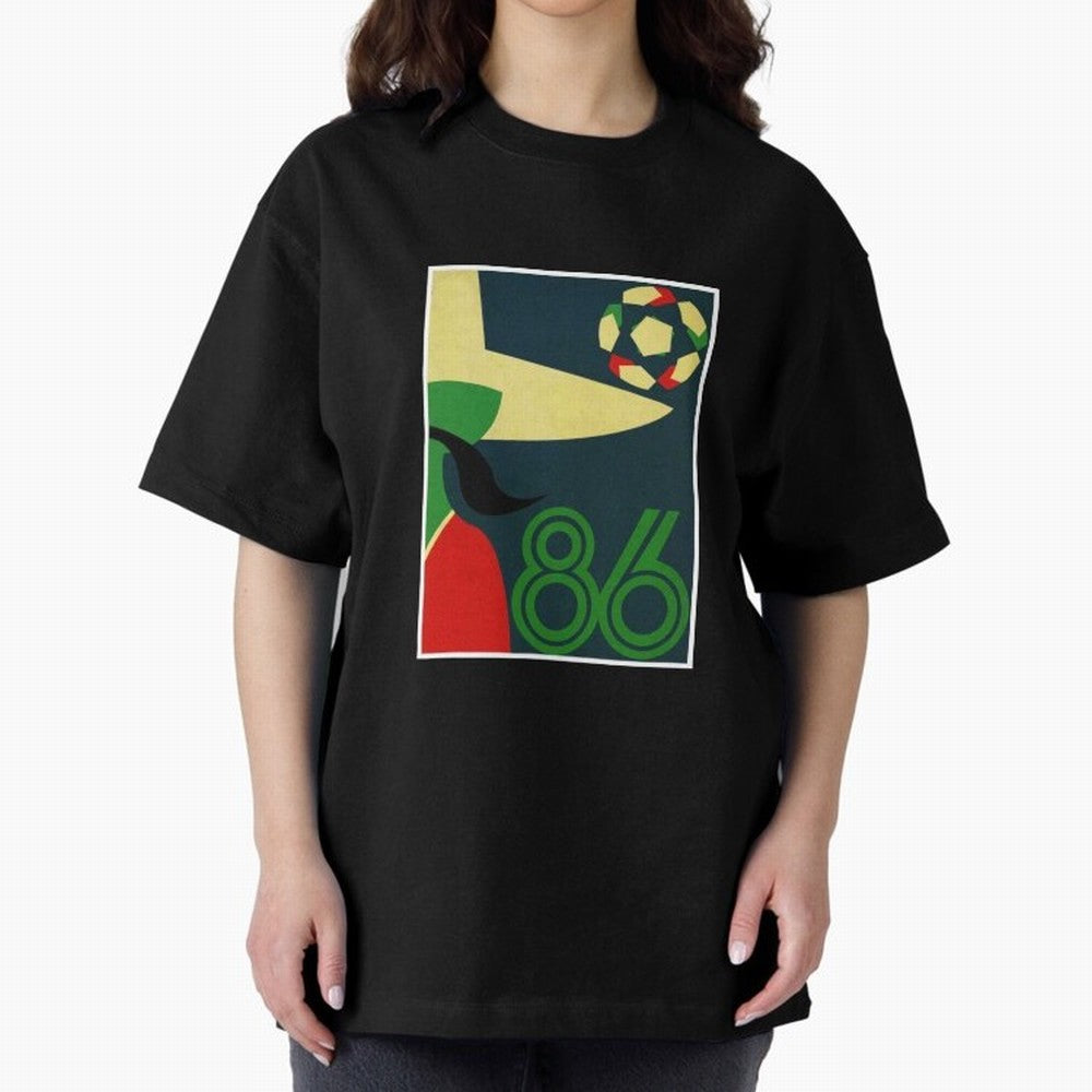 World Cup in Mexico 1986 Oversized T-Shirt Show Passion for the Stars of FIFA World Cup 2026 Group Stage for Fans of Mbappe and Argentina, France and Brazil, Bringing Global Supporter Spirit, Legendary Goals, National Colors and Tournament