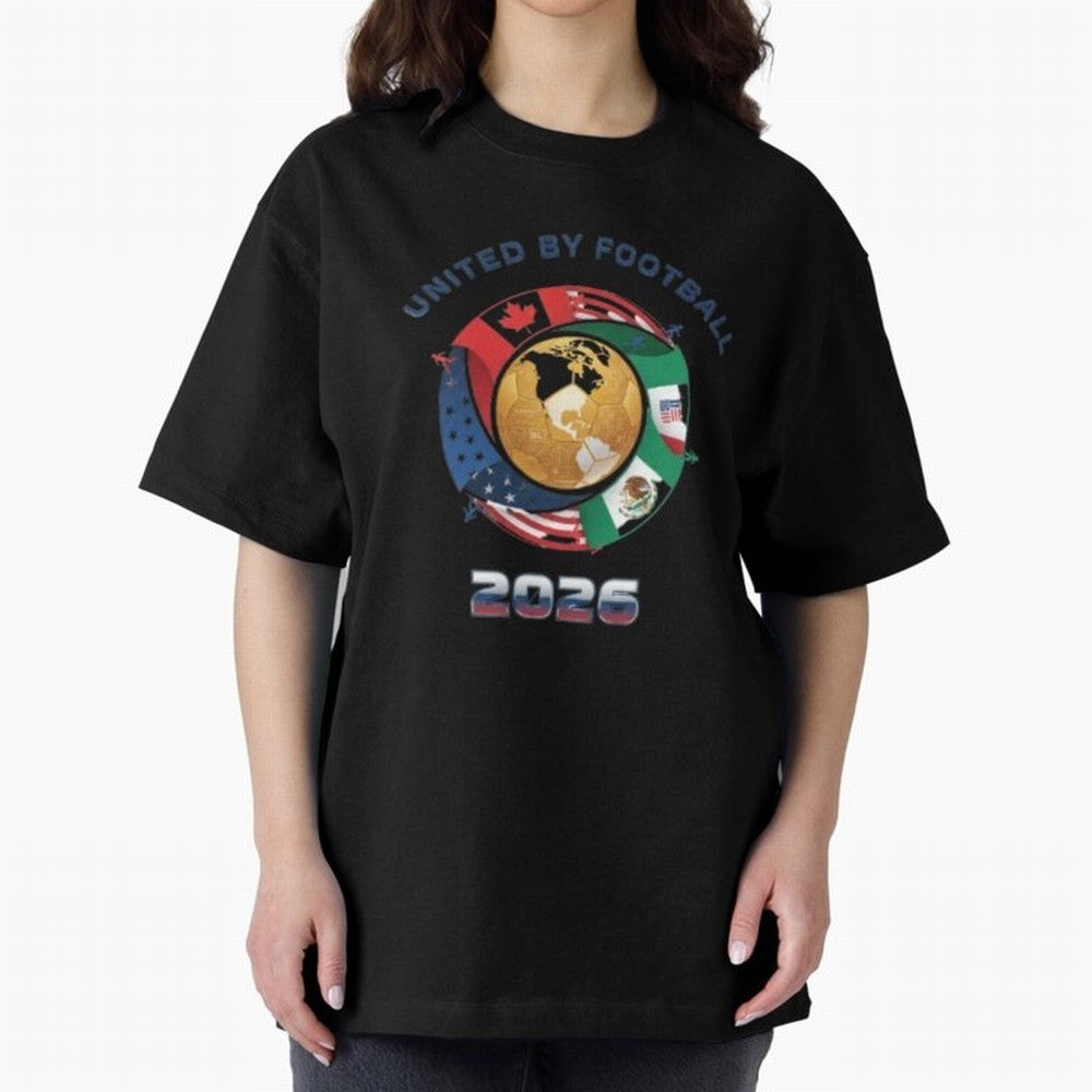 Connected Network Soccer Ball World Cup 2026 Concept Oversized T-Shirt Make Memories around FIFA World Cup 2026 Spirit, Featuring England and Germany, CR7 and Messi, Match Day Excitement, Supporter Culture, Golden Goals and Global Football Passion;