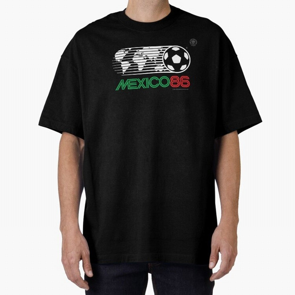 Mexico 86 Logo Tribute ¨C Retro Soccer World Cup Inspired Graphic | Vintage Mexican Football Art | Ruben Santiago Creative Oversized T-Shirt Follow the FIFA World Cup 2026 Journey through Haaland Highlights, Germany Pride, Fan Favorite Moments,