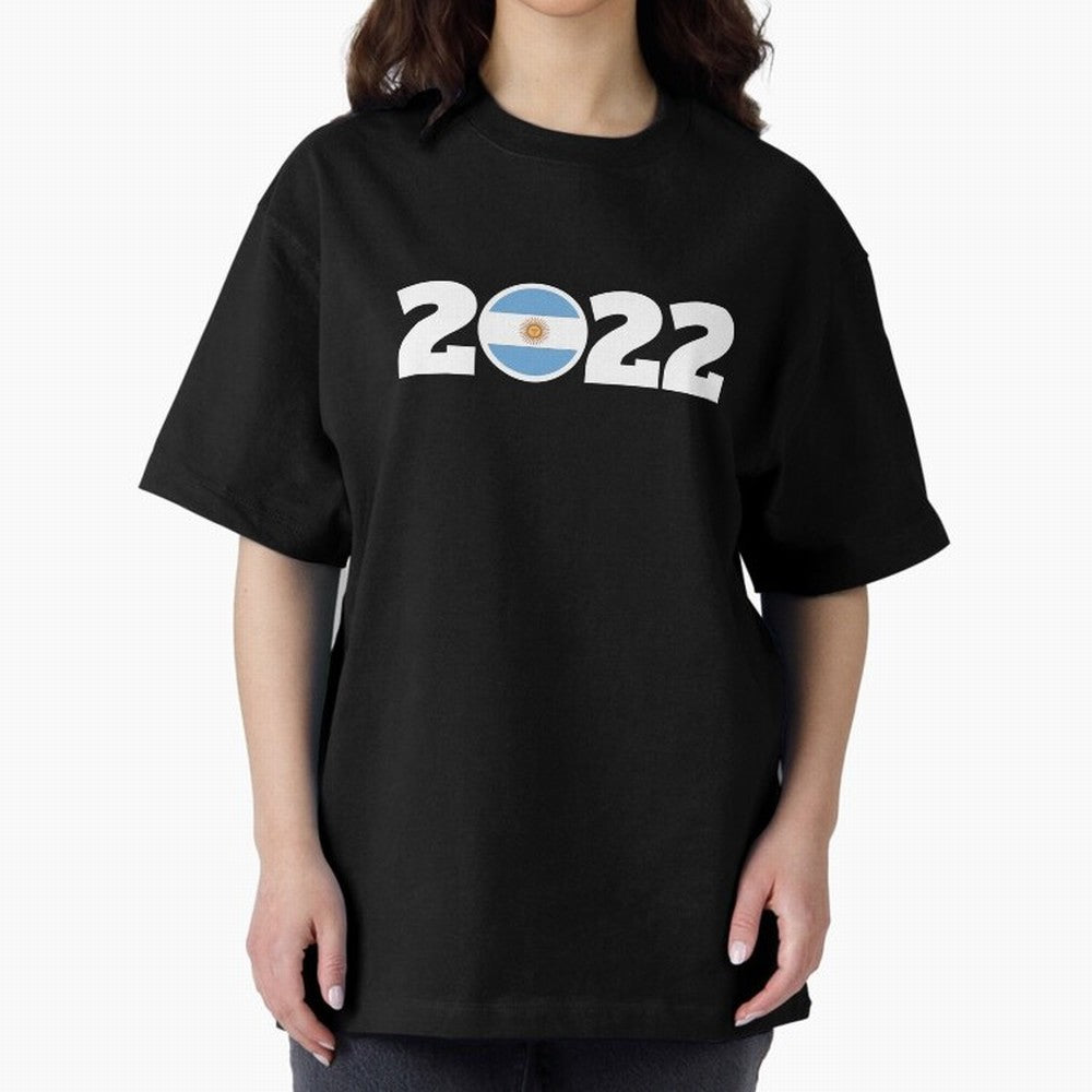 Argentina 2022 World Champions Three Stars Oversized T-Shirt Carry the Colors and Pride of the FIFA World Cup 2026 USA Canada Mexico Journey through Neymar, Haaland and Cristiano Ronaldo Highlights, England and Germany Pride, Stadium Chants,