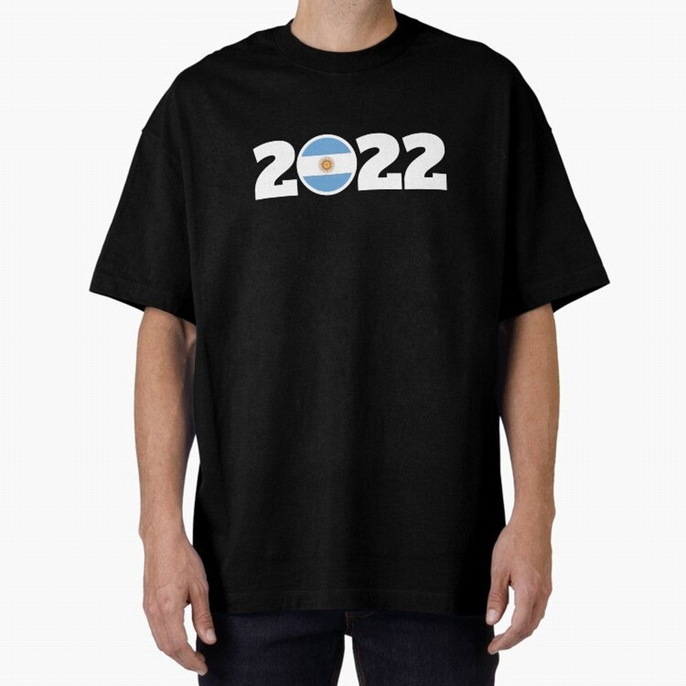 Argentina 2022 World Champions Three Stars Oversized T-Shirt Carry the Colors and Pride of the FIFA World Cup 2026 USA Canada Mexico Journey through Neymar, Haaland and Cristiano Ronaldo Highlights, England and Germany Pride, Stadium Chants,