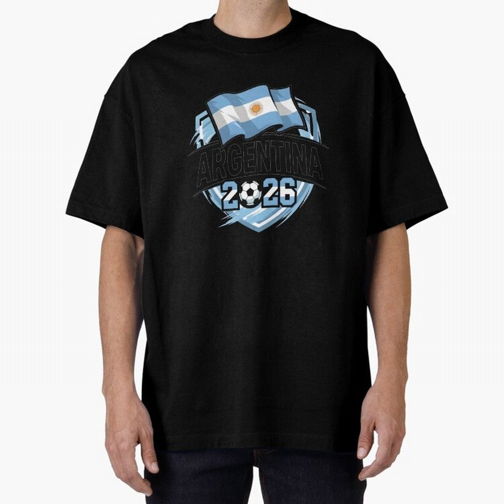 ARGENTINA World Cup 2026 Poster ¨C ARGENTINA Football Oversized T-Shirt Stand Out with Spirit from the FIFA World Cup 2026 Journey through Neymar, Haaland and Cristiano Ronaldo Highlights, England Pride, Football Passion, Legendary Performances,