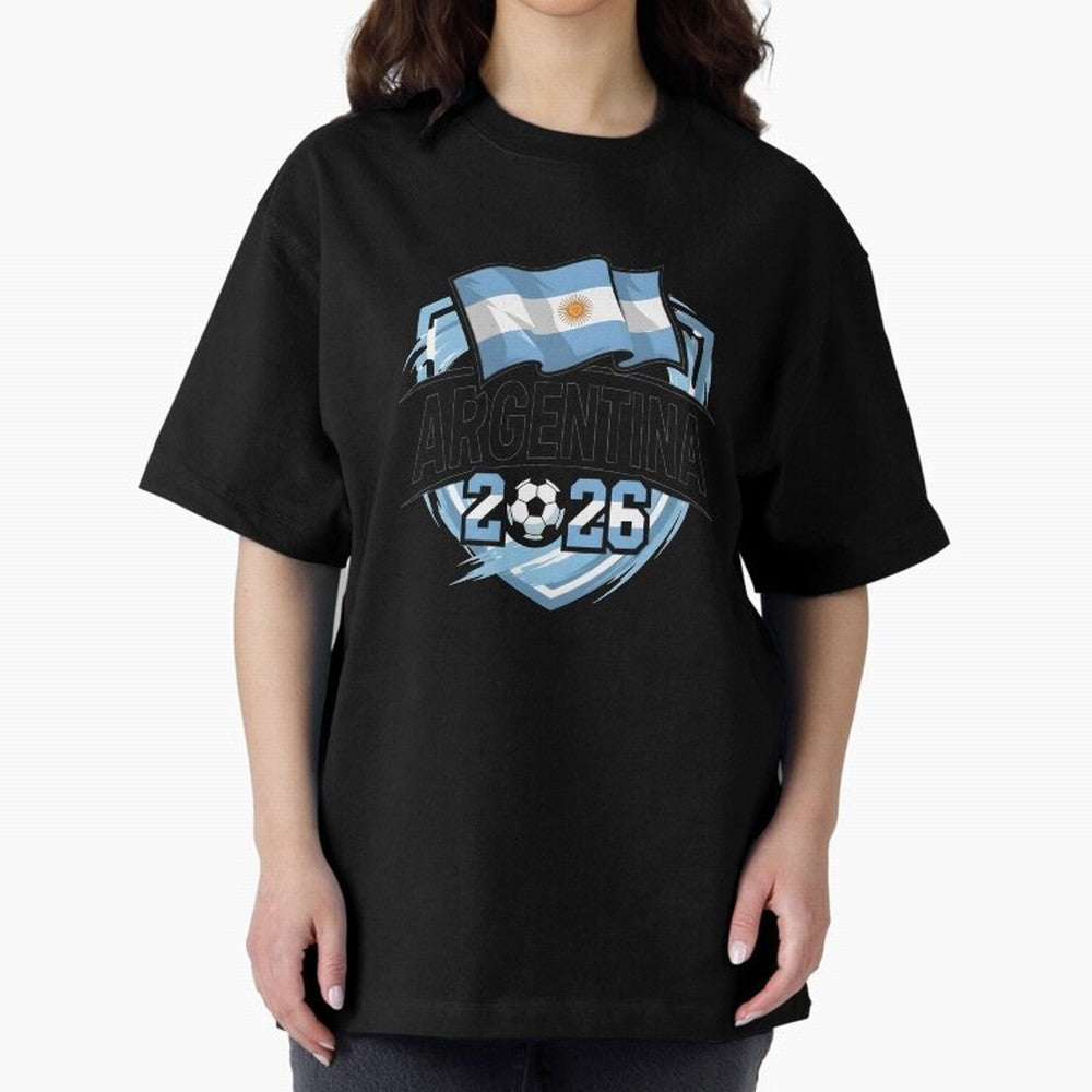 ARGENTINA World Cup 2026 Poster ¨C ARGENTINA Football Oversized T-Shirt Stand Out with Spirit from the FIFA World Cup 2026 Journey through Neymar, Haaland and Cristiano Ronaldo Highlights, England Pride, Football Passion, Legendary Performances,