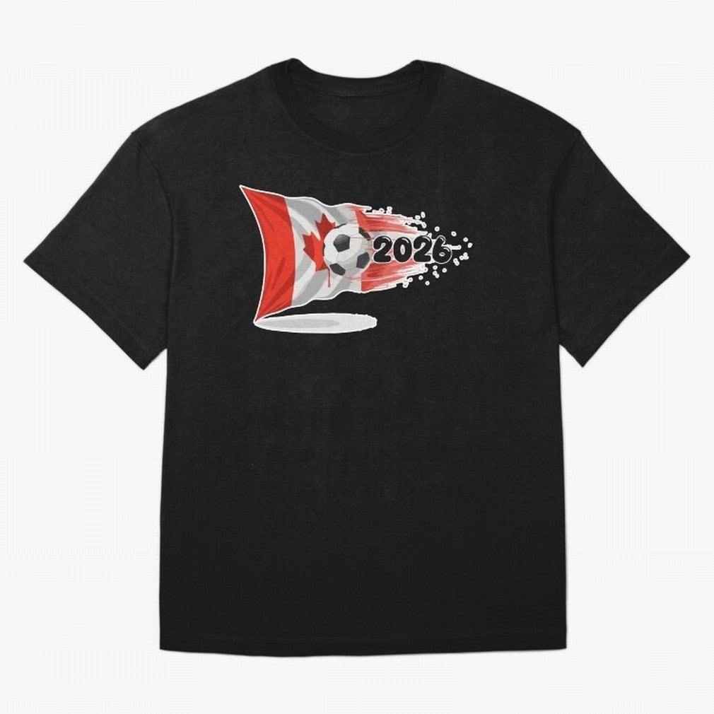 2026 Soccer World Cup Canada Flag T-Shirt | Dynamic Football Fan Tee Oversized T-Shirt Relive FIFA World Cup 2026 for Fans of Cristiano Ronaldo, Haaland and CR7 and Argentina, Bringing Game Day Rituals, Football Legends, Country Pride and the Road