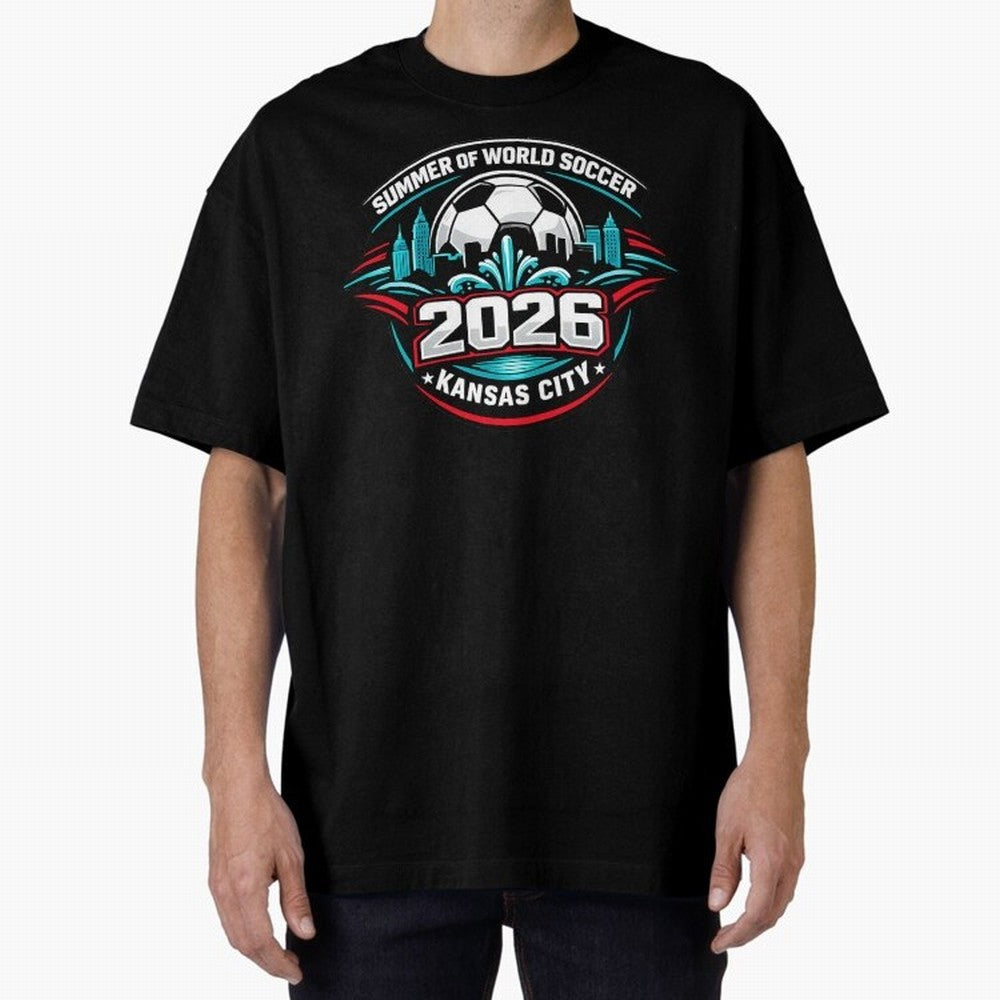 World Soccer Tournament Cup 2026 Kansas City Oversized T-Shirt Carry FIFA World Cup 2026 Group Stage for Fans of Messi, Neymar and Mbappe and Brazil, Portugal and Argentina, Bringing Fan Favorite Moments, National Team Passion, Big Match Drama and