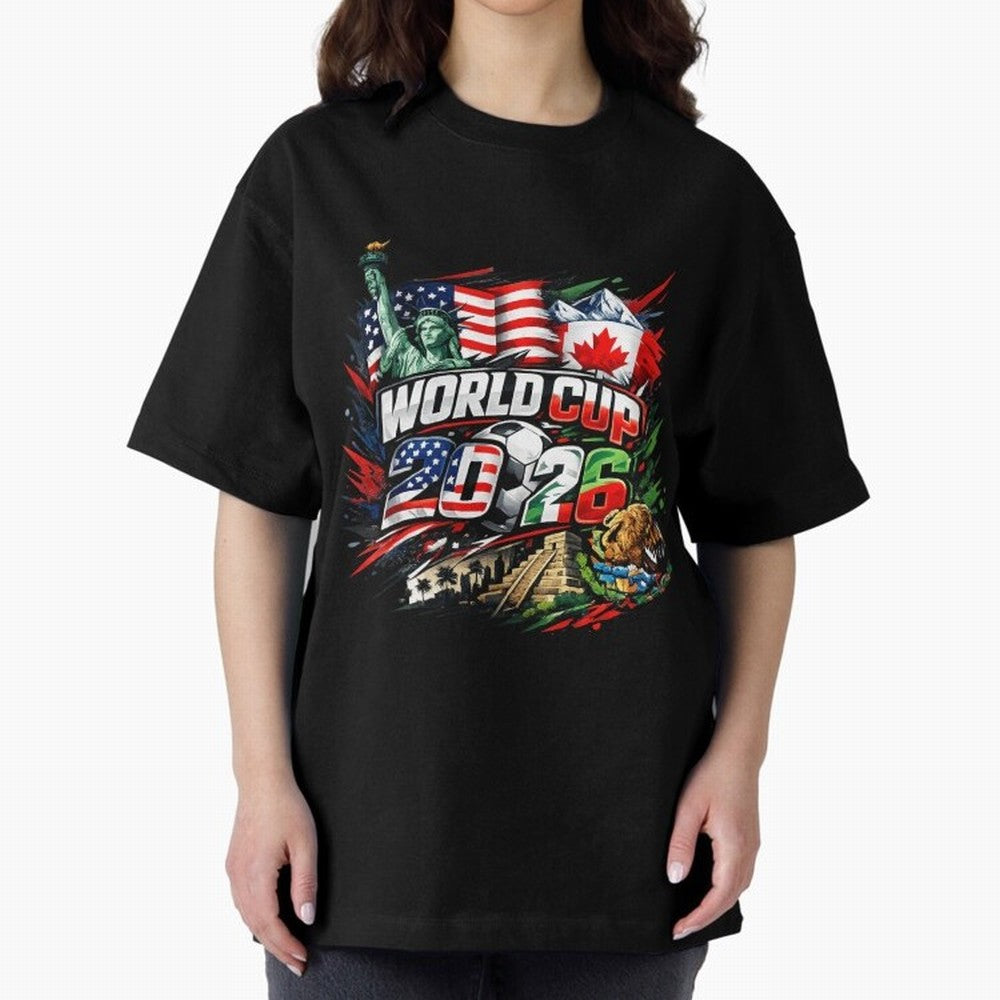 2026 North America Football Championship Oversized T-Shirt Bring Champion Energy into Global Football Passion for FIFA World Cup 2026 Group Stage, Made for CR7 and Messi, France, Global Supporter Spirit, Legendary Goals, National Colors and